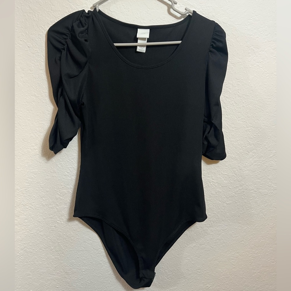 H&M Black Puff Sleeve Bodysuit